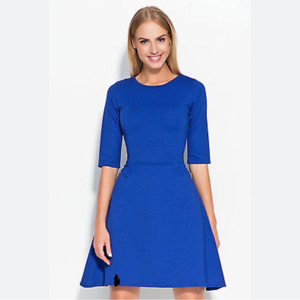 EUC Old Navy  A-Line half sleeves Crew neck Blue mini Dress